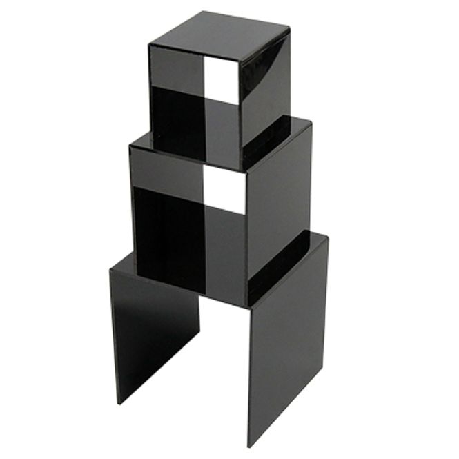 Hovedbilde Akryldisplay sort sett med 3 stk.