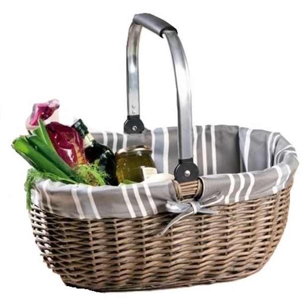 Handlekurv oval i rotting / aluminium