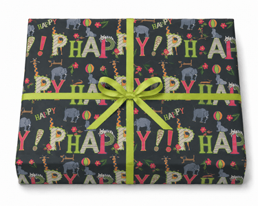 Gavepapir Happy Antracit 57cm x 150m