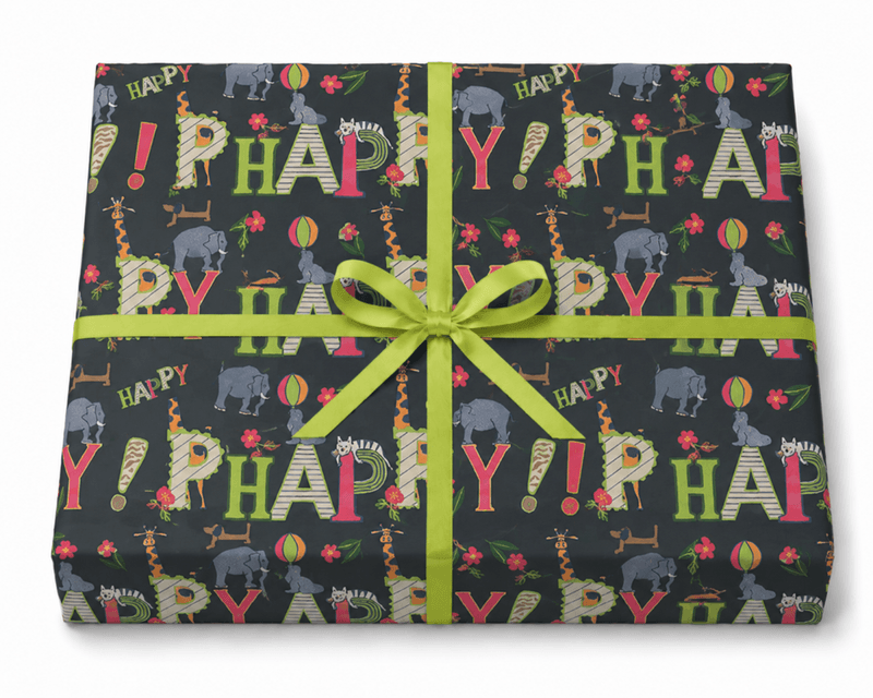 Gavepapir Happy Antracit 57cm x 150m