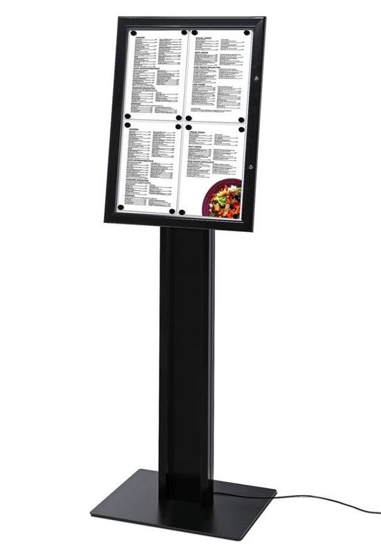Menystativ 4 x A4 med LED lys sort