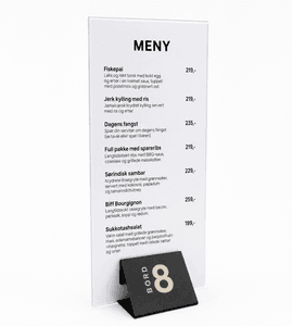 Menyholder med bordnummer sort