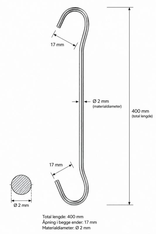 C-krok i metall 400 mm – 50 stk