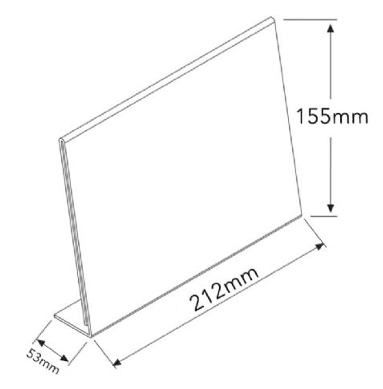Prisskilt / menyholder A5 L-modell liggende