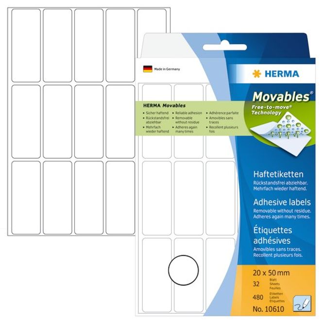 Hovedbilde Etiketter Movables 20x50mm Herma 480 stk.