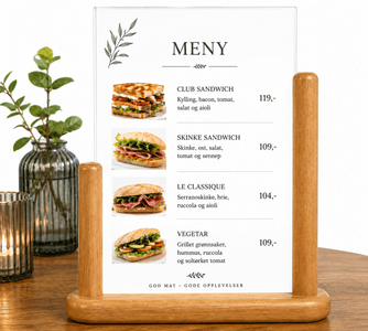 Borddisplay i tre A4 – tosidig menyholder