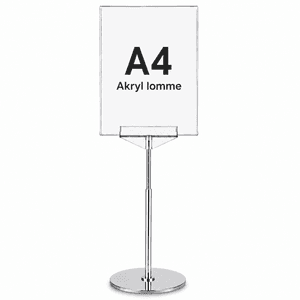 Plakatramme m fot og chrome stang A4