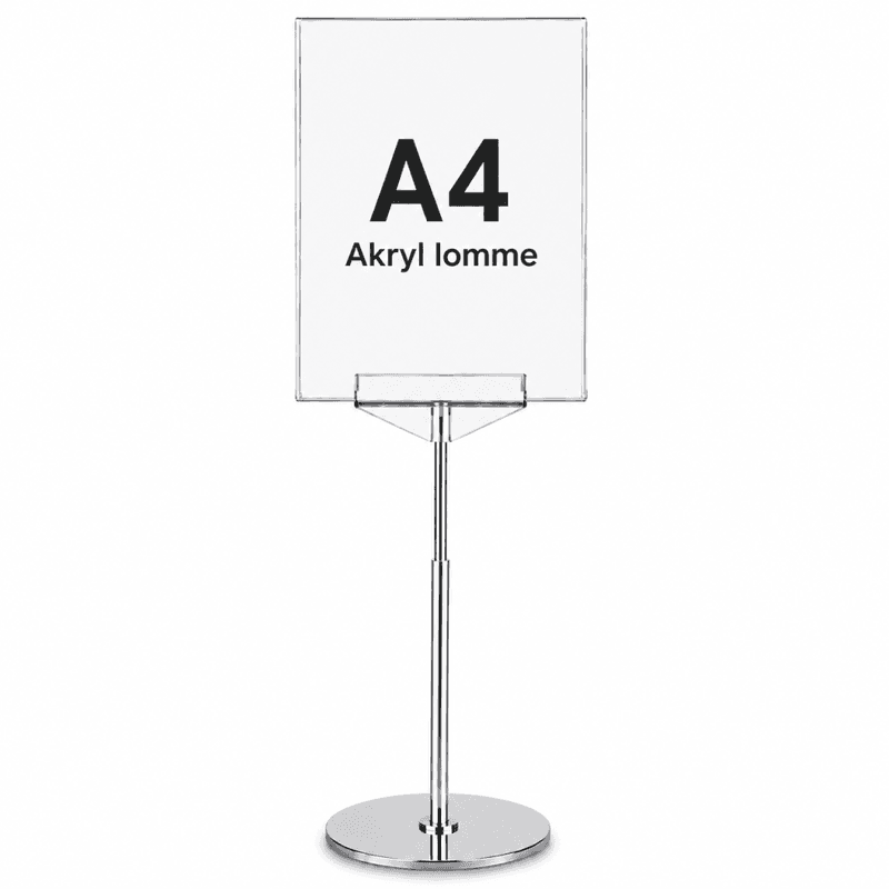 Plakatramme m fot og chrome stang A4