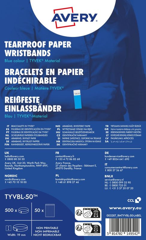 Festivalarmbånd neongul Tyvek 500 stk.