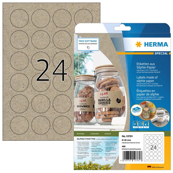 Hovedbilde Etikett Ø=40mm kraftpapir (480) Silphie Herma